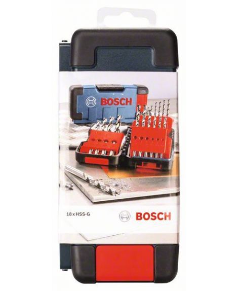 BOSCH 18-częściowy zestaw wierteł do metalu HSS-G Toughbox, DIN 338, 135° 1- 1,5- 2- 2,5- 3- 3,5- 4- 4,5- 5- 5,5- 6- 7- 8- 9- 10