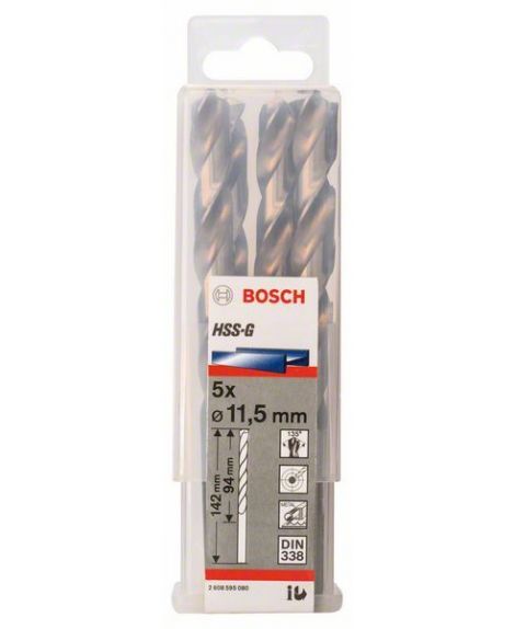 BOSCH Wiertła do metalu HSS-G, DIN 338 11,5 x 94 x 142 mm