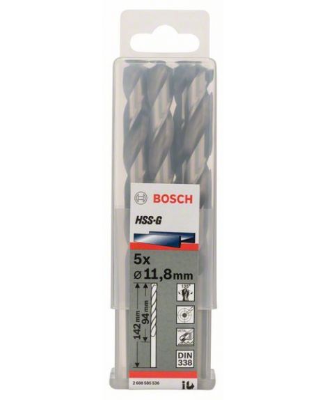 BOSCH Wiertła do metalu HSS-G, DIN 338 11,8 x 94 x 142 mm