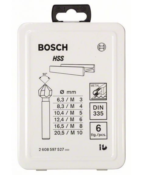 BOSCH 6-częściowy zestaw pogłębiaczy stożkowych 45- 63 mm _ 5-10 mm _ 6,3- 8,3- 10,4- 12,4- 16,5- 20,5 mm