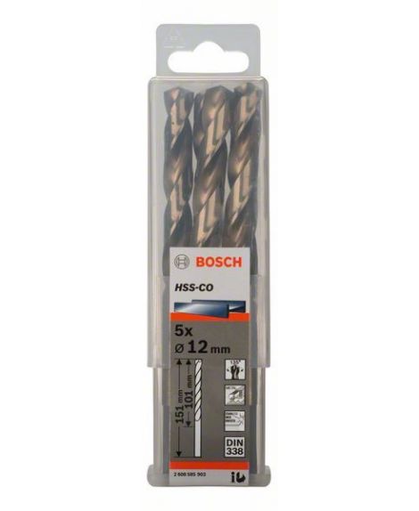 BOSCH Wiertła do metalu HSS-Co, DIN 338 12 x 101 x 151 mm