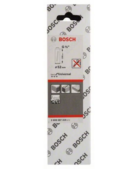 BOSCH Diamentowa koronka wiertnicza do pracy na sucho G 1_2" 52 mm, 150 mm, 4 segmenty, 7 mm