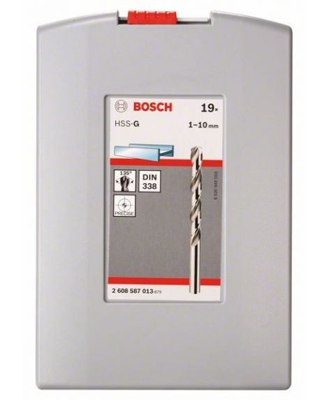 BOSCH 19-częściowy zestaw wierteł do metalu HSS-G ProBox, DIN 338, 135° 1-10 mm