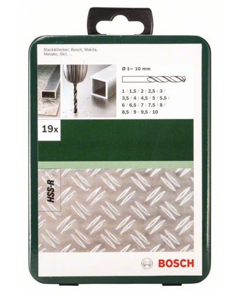 BOSCH 19-częściowy zestaw wierteł do metalu HSS-R, DIN 338 1,0- 1,5- 2,0- 2,5- 3,0- 3,5- 4,0- 4,5- 5,0- 5,5- 6,0- 6,5- 7,0- 7,5-