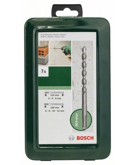 BOSCH 7-częściowy zestaw wierteł do młotów SDS plus 5,0x110- 6,0x110- 8,0x110- 6,0x160- 8,0x160- 10,0x160- 12,0x160 mm