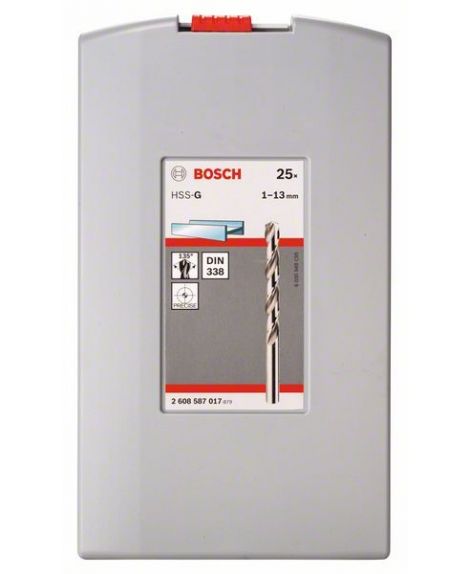 BOSCH 25-częściowy zestaw wierteł do metalu HSS-G ProBox, DIN 338, 135° 1-13 mm